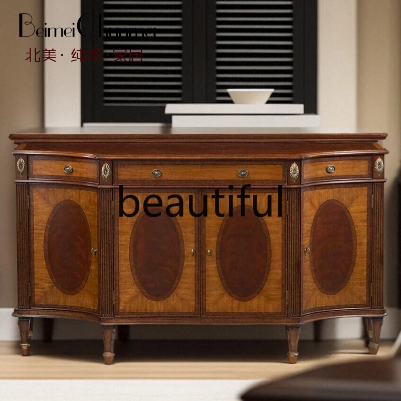 Mahogany heart solid wood dining side cabinet light luxury living room furniture decoration entrance cabinet locker