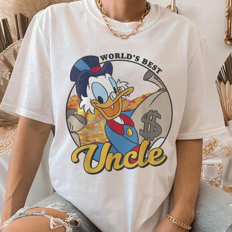 ديزني 2026 جديد ديزني داك حكايات البخيل ماك داك أفضل العم طباعة المرأة تي شيرت سهل الموضة حجم كبير كم قصير #1