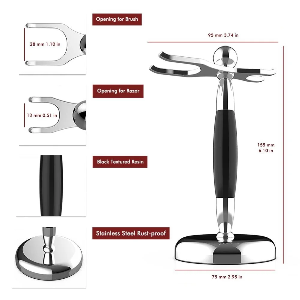 Luksusowy zestaw pędzli do golenia ze 100% sierści borsuka, stojak na maszynkę do golenia i szczotki ze stali nierdzewnej, maszynka do golenia z podwójną krawędzią i osłoną ochronną