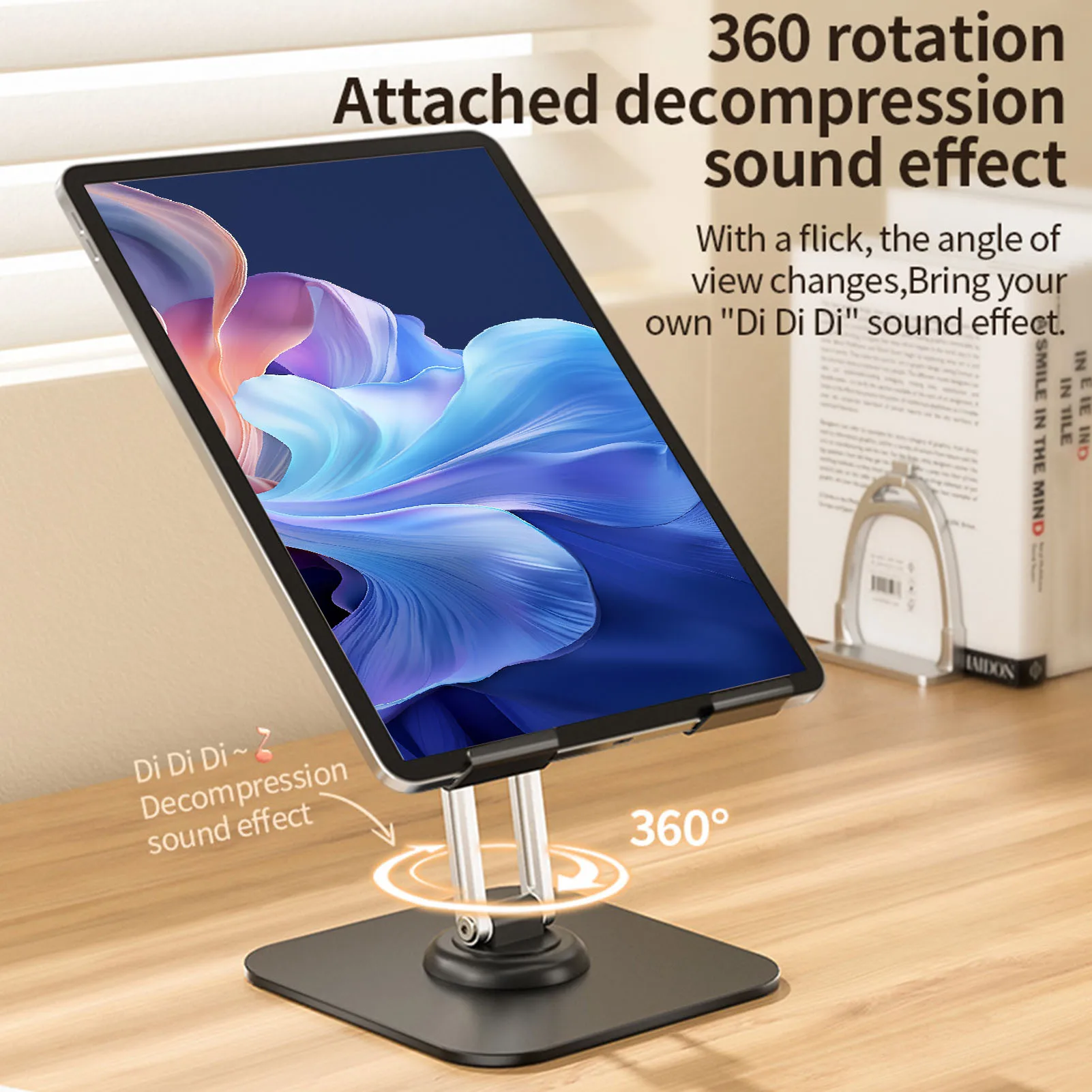 Foldable Tablet Stand 360 Degree Rotating Adjustable Desktop Phone Tablet Holder Aluminum Alloy for Home Kitchen