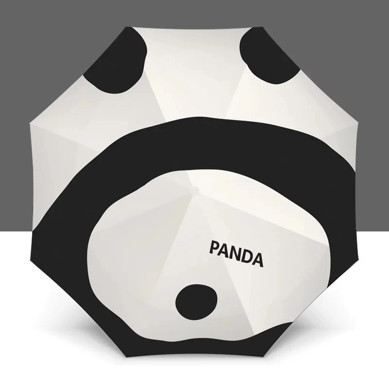 Cute Panda Pattern Folding Umbrella 3 Fold 8 Ribs UPF50+ Portable All Weather Sun Shade Manual Auto Sun Rain Umbrella For Women