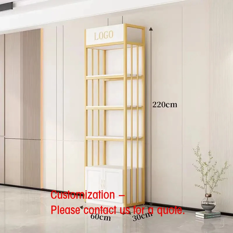 

custom.Modern Upgraded Version 60cm Wide Single-Sided Golden White Wooden Metal Shelf Heavy Duty Freestanding Very Stable 220cm