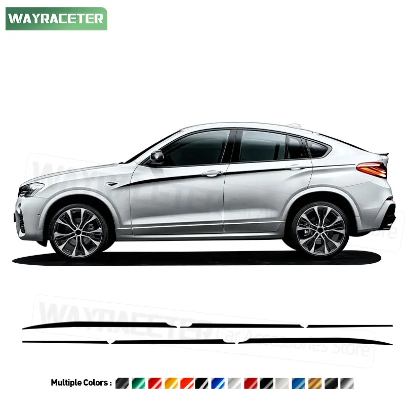 2 Pcs Door Side Upper Stripes Sticker Carbon Fiber Vinyl Waist Line Body Decal For BMW X4 F26 M Performance Accessories