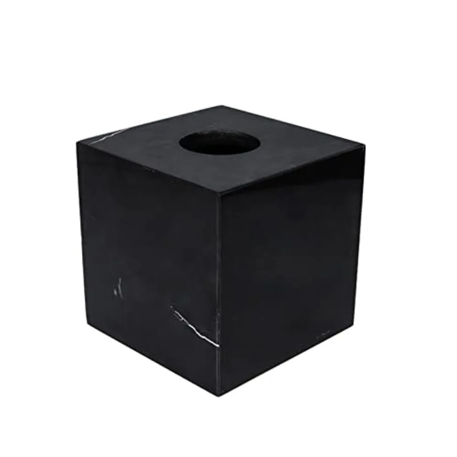 

Natural Smooth Marble Tissue Holder, Roll Paper Holder with Removable Acrylic Bottom for Tables, Night Stands, Countertops Blac