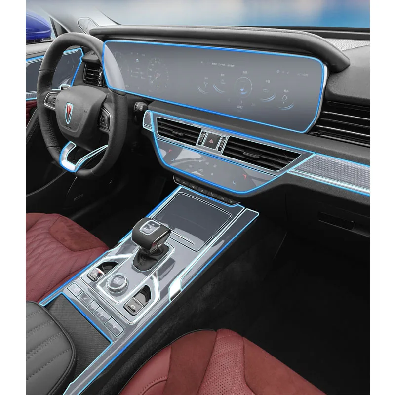 Tpu Transparent Film for Hongqi HS5 2019-2022 Car Interior Sticker Center Console Gear Navigation Dashboard Door Windows Panel