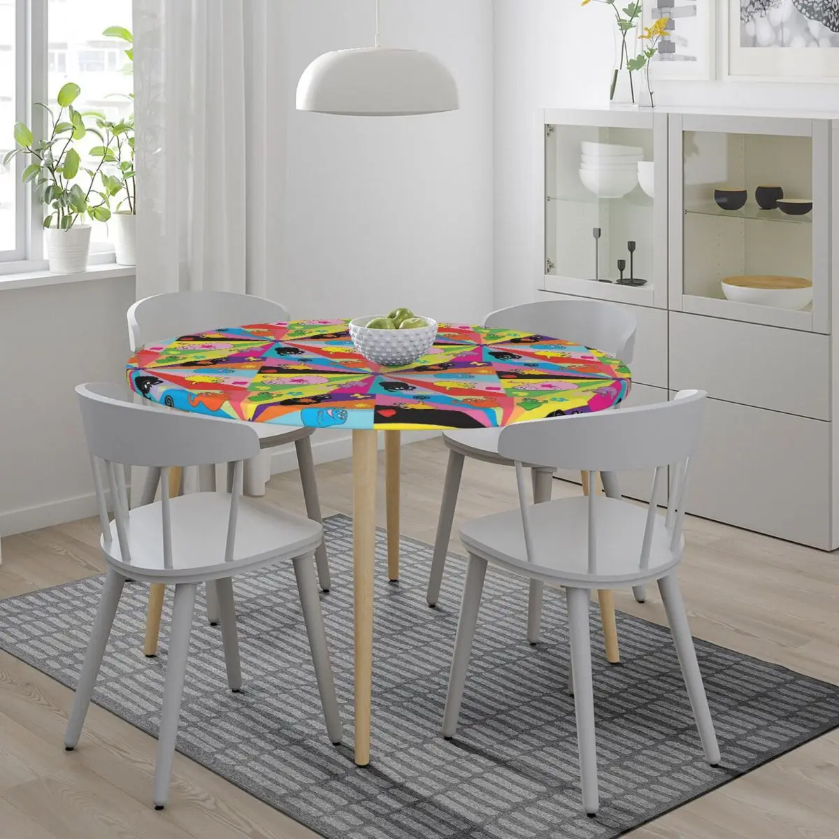 Barbapapa Cartoon Waterproof Round Tablecloth Oilproof Table Cloth for Kitchen Events Dining Table Cover