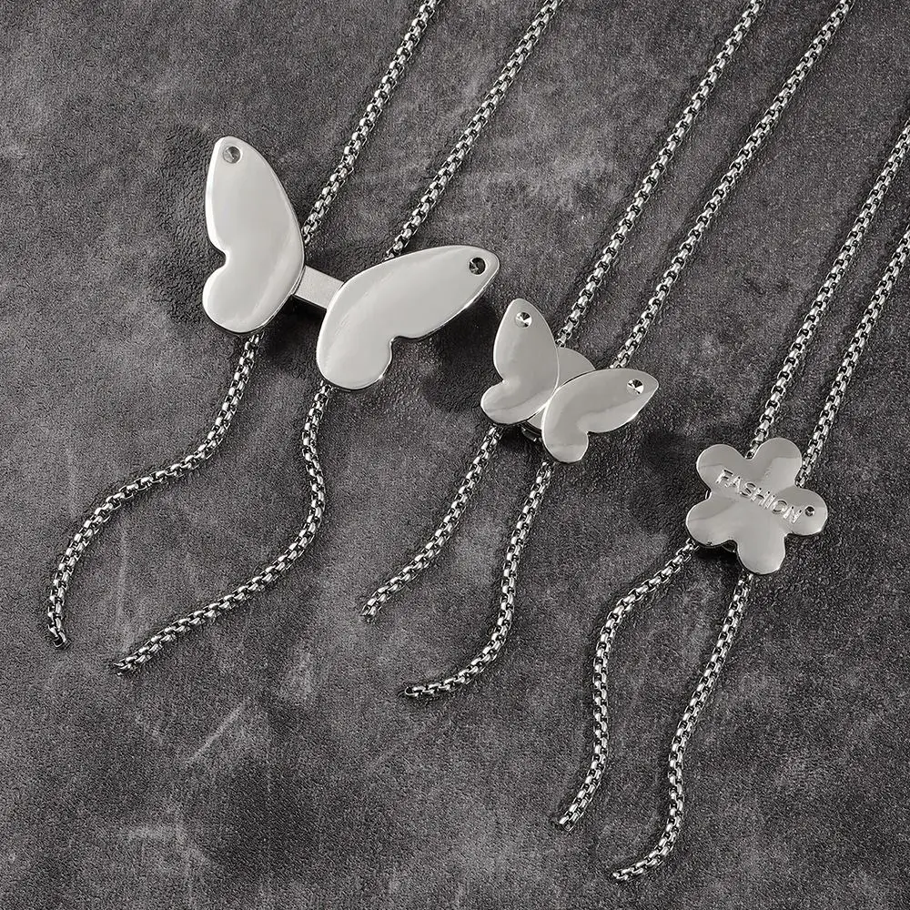 Verstellbare Taillen kette neue Schmetterling Blume Silber Metall Halskette einfach 2 in 1 dünnen Gürtel Frauen