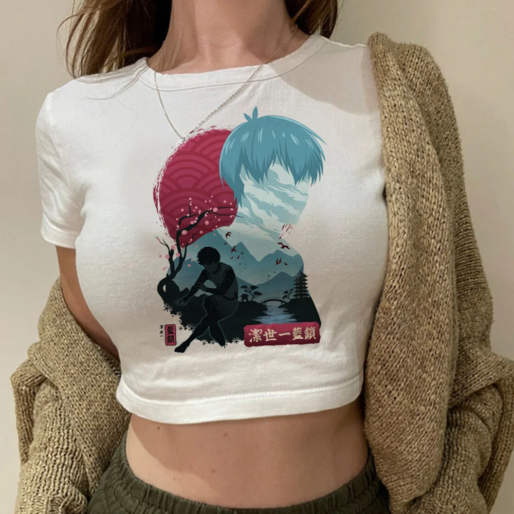 Blue Lock fairycore gothic  crop top Woman korean fashion trashy 90s fairy grunge  tee