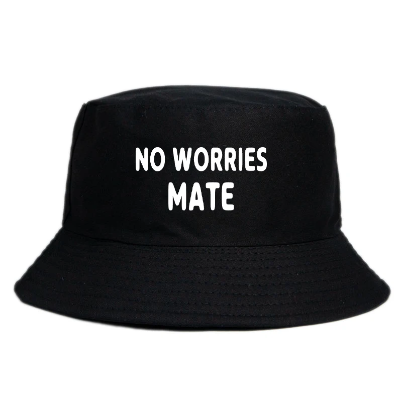 No Worry Mate Reversible Bucket Hat Fashion Girl Boy Aussie Style Streetwear Panama Cap 8 Colors Custom Logo Wholesale Available
