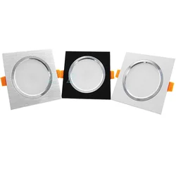 Square Embedded Downlight Dimmable 5W7W9W12W15W18W LED Ceiling Grid Lamp Spotlight AC85V-265V Indoor Lighting Black White Silve