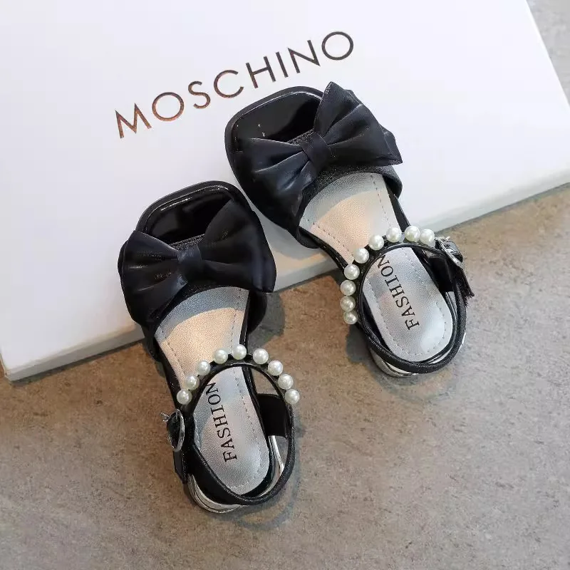 

Slippers Summer New Children Shoes Comfortable Sandals Kids Low Heel Shoes Pearl Bow Princess Shoes Fashion Girls Sandals
