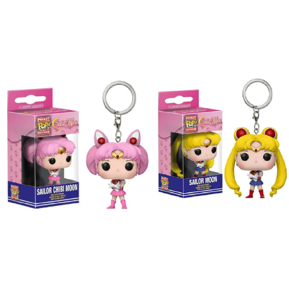 funko POP Sailor Moon Anime Keychain Cute Figure Doll Couple Bag Pendant Keyring Car Key Chain Acessories Toy gift