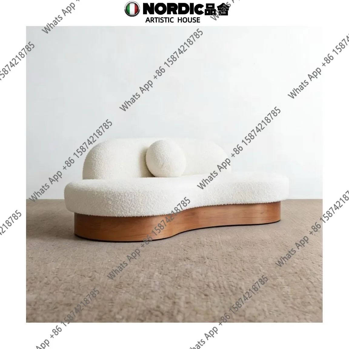 

Дизайнерский диван в средневековом стиле из массива дерева с изогнутыми элементами, японский ретро-диван для гостиной, диван из ткани с овечьей шерстью в американском кантри-стиле