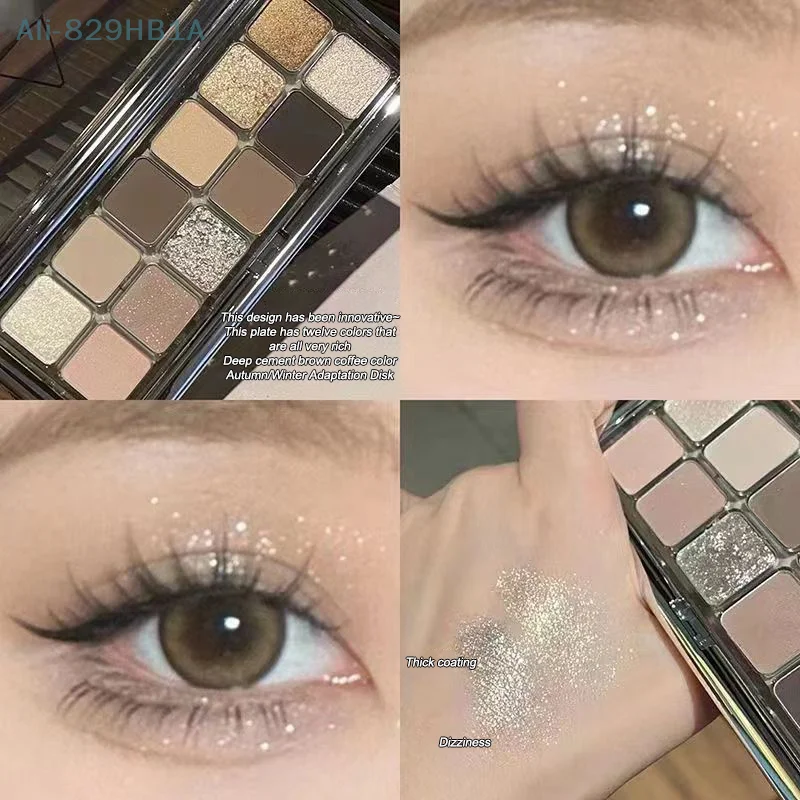 Placa de sombra de ojos de perlas mate para niñas, maquillaje para principiantes, bandeja de sombra de ojos, escultura, resalte, cosmético, 12 colores