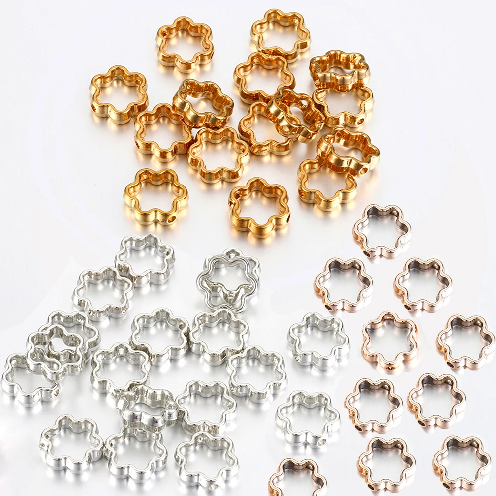 50 Stück 12 mm Blumenform, Rahmen umwickelt, Perlen-Abstandsperlen, Kappe für Schmuckherstellung, DIY-Perlen, Halskette, Armband, Zubehör