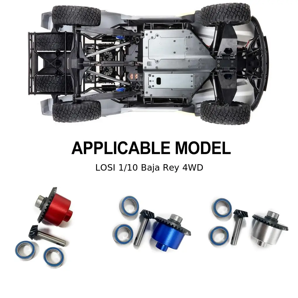 4pcs 1/10 Rear Axle Differential Shaft Aluminum Alloy Durable Rc Rear Axle Differential Shaft For LOSI Baja Rey 4WD Silver