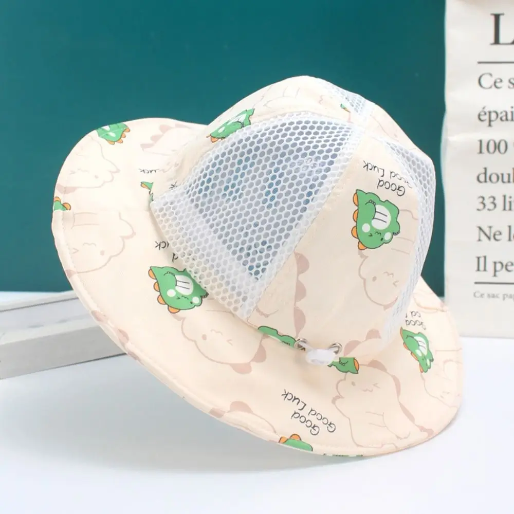 

Cute Cartoon Children Bucket Hat Dinosaur Print UV Protection Beach Cap Soft Mesh Breathable Baby Sun Hat Summer