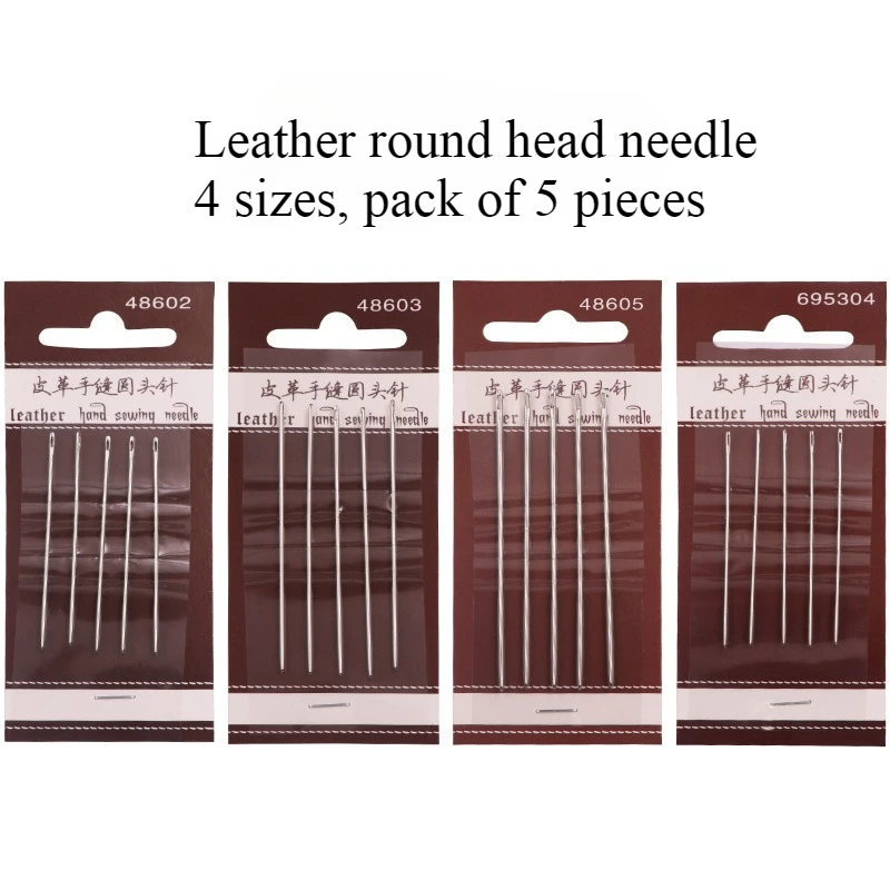 

Leather Round Head Hand Sewn Needle Set of 5 Pieces stainless steel DIY Leather Needle Suitable for Various Hand Stitching Lines