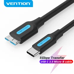 Vention USB 3.0 typ C do Micro B złącze kabla do dysku twardego SSD HDD zewnętrzny dysk twardy Smartphone MacBook PC Micro B kabel