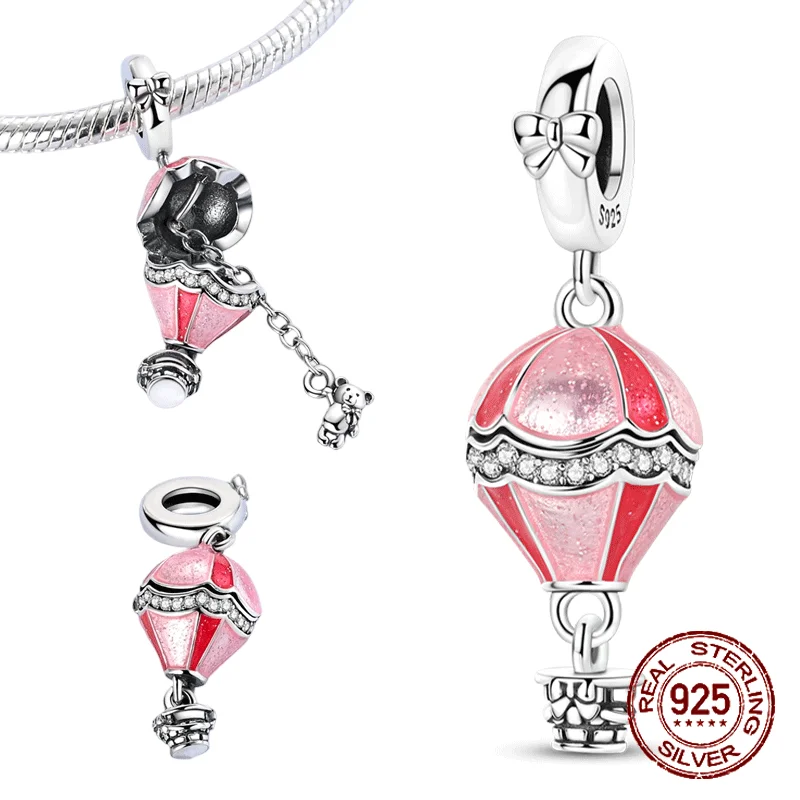 

925 Sterling Silver Openable Hot Air Balloon Pendant Classic Charm Fit Original Charm Bracelets Women DIY Jewelry Gift