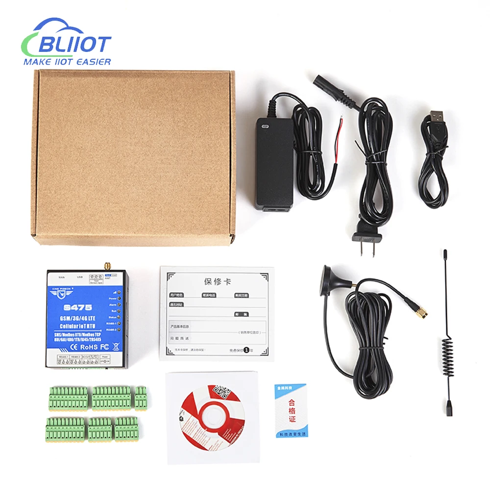 BLiiot 4G SMS modbus alarm device Remote monitoring Control switch alarm Digital analogue input temperature and humidity to MQTT