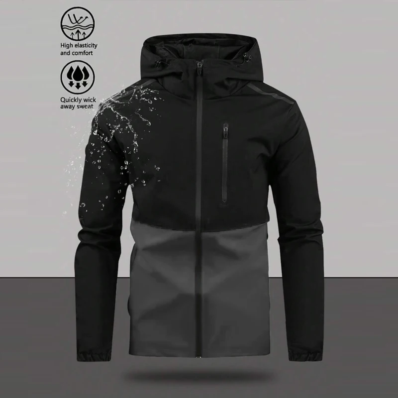 

New Product 2025 Spring/Autumn Men's Outdoor Sports and Leisure Trendy Versatile Windproof Hoodie Color blocked Top Men's Jacket