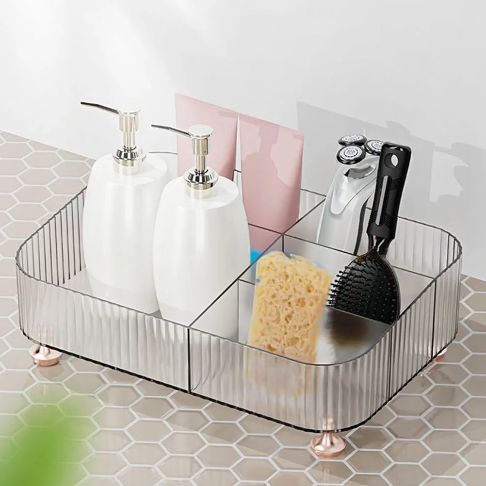 

Pet Rectangle Plastic Makeup ganizer Vanity Tray Desktop Cosmetics Tray Compartment Desk ganizer Jewelry Storage Plate Tabletop