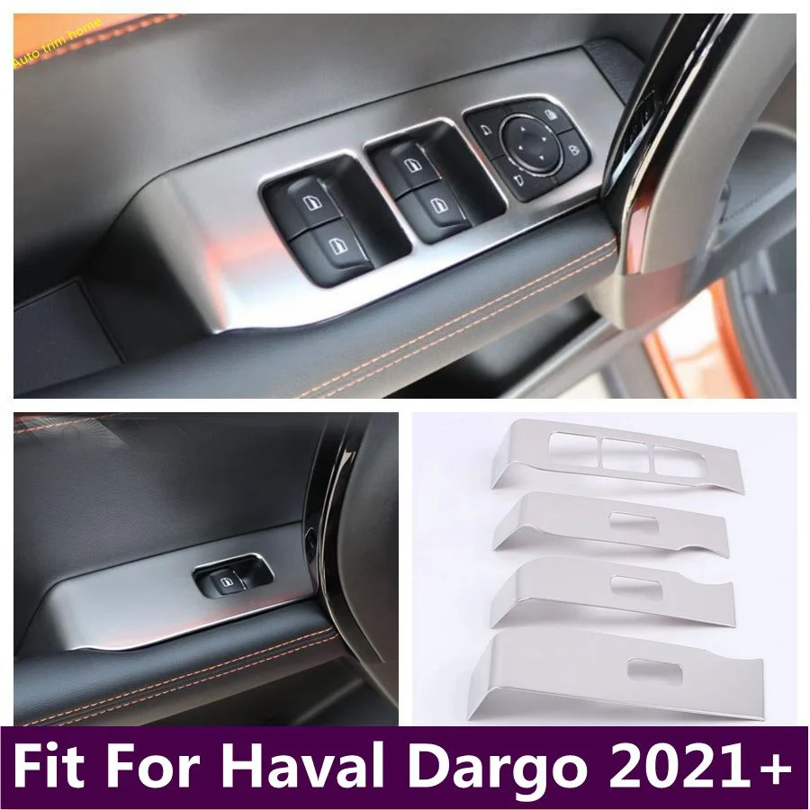 

Stainless Steel Window Glass Lift Switch Button Adjust Decoration Frame Cover Trim Fit For Haval Dargo 2021 2022 Car Accessories