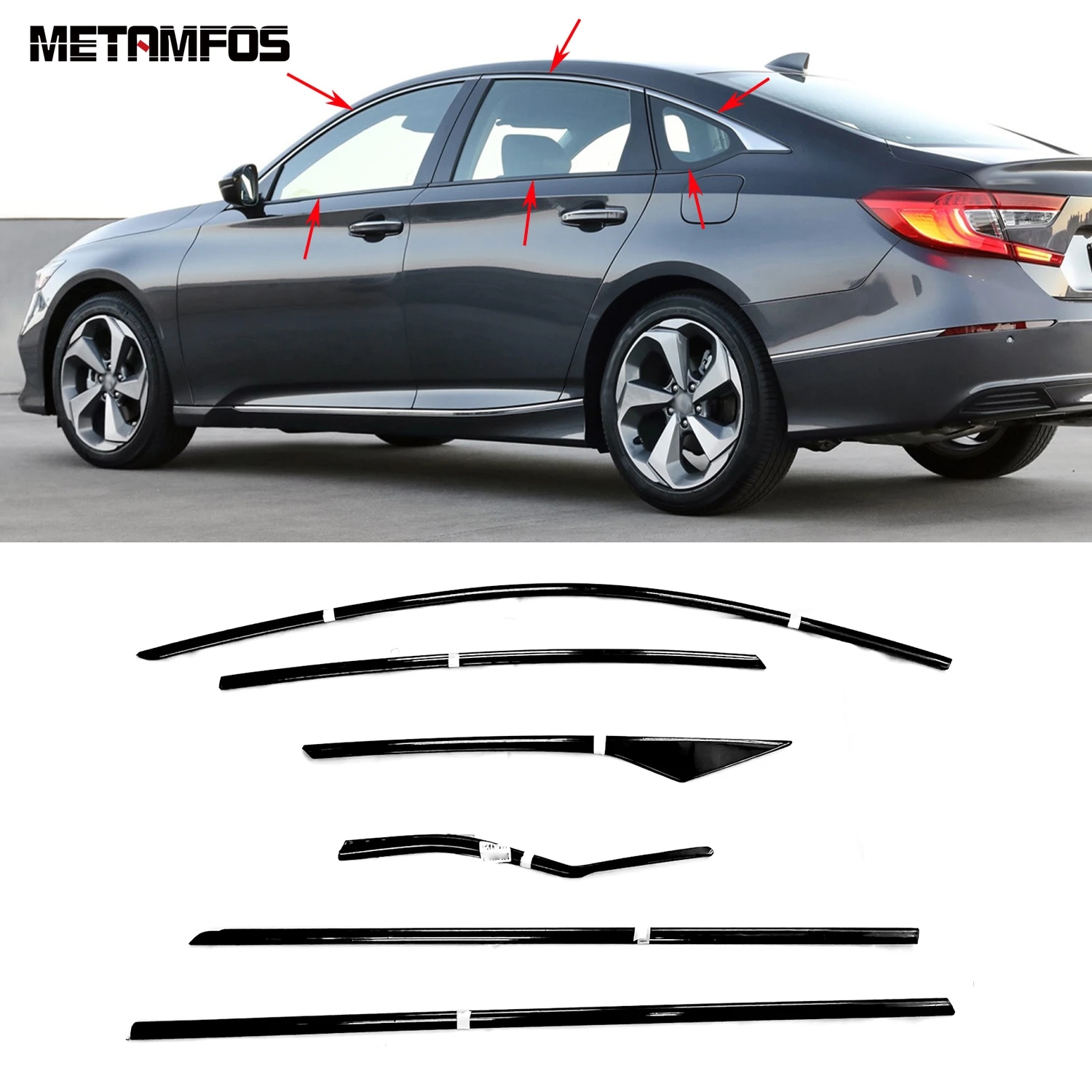 

For Honda Accord 2018- 2021 2022 Upper+Lower Window Sill Frame Strip Cover Molding Trim Sticker Bezel Accessories Car Styling