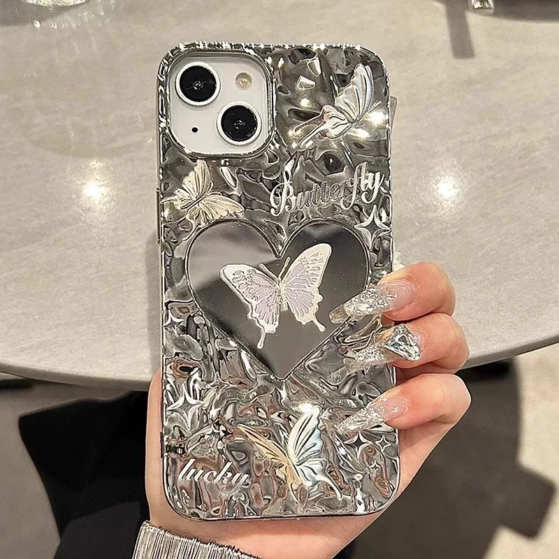 Butterfly love mirror mobile phone case, suitable for iphone