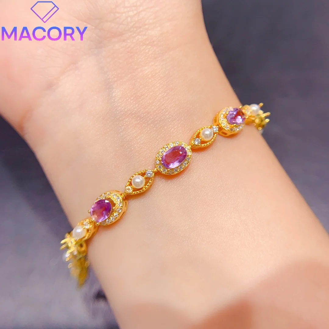 Natural amethyst bracelet female 925 silver jewelry certification Christmas luxury female jewelry gemstone free delivery.