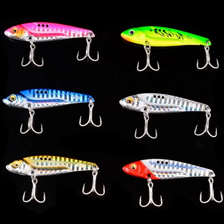 6Pcs 7/10/12/15G Blue Yellow Pink Eyes Metal Vib Blade Lure Sinking Vibration Baits Artificial Vibe for Bass Pike Perch Fishing