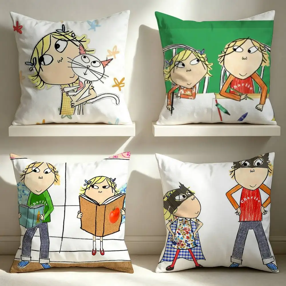 C-Charlie and L-Lola  Square Pillow Case Multi Sizes For Car Home Bedroom Decor Custom Valentine Gifts