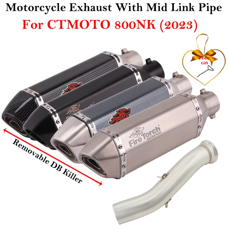 

Motorcycle Exhaust Escape Modify Connecting With Mid Link Pipe Bike Escape For CFMOTO 800NK 800NK NK 800 2023 Muffler DB Killer
