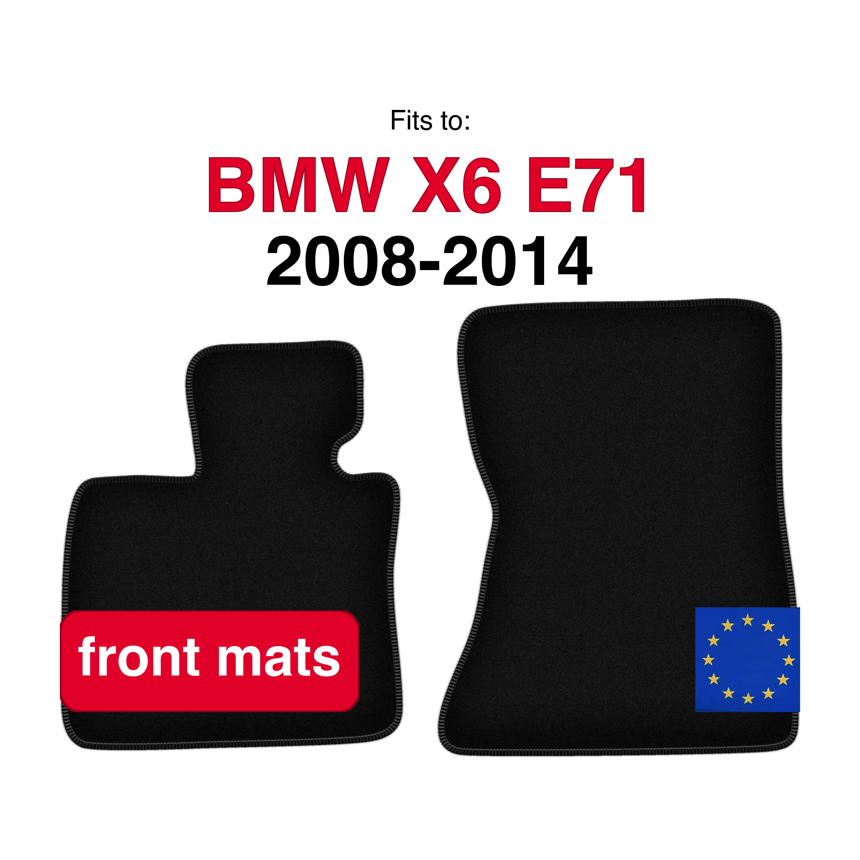 Image of Velours-Fußmatten vorne für BMW X6 E71 SUV (2008-2014) - Schwarz (2 Stück) Set Auto-Fußmatten vorne
