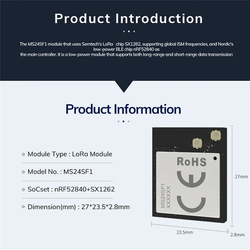 Modulo Iot Lora NRF52840+SX1262 da 5 pezzi -146DBM PCB a lungo raggio da 5 km + modulo Lora Ble Installazione semplice Facile da usare