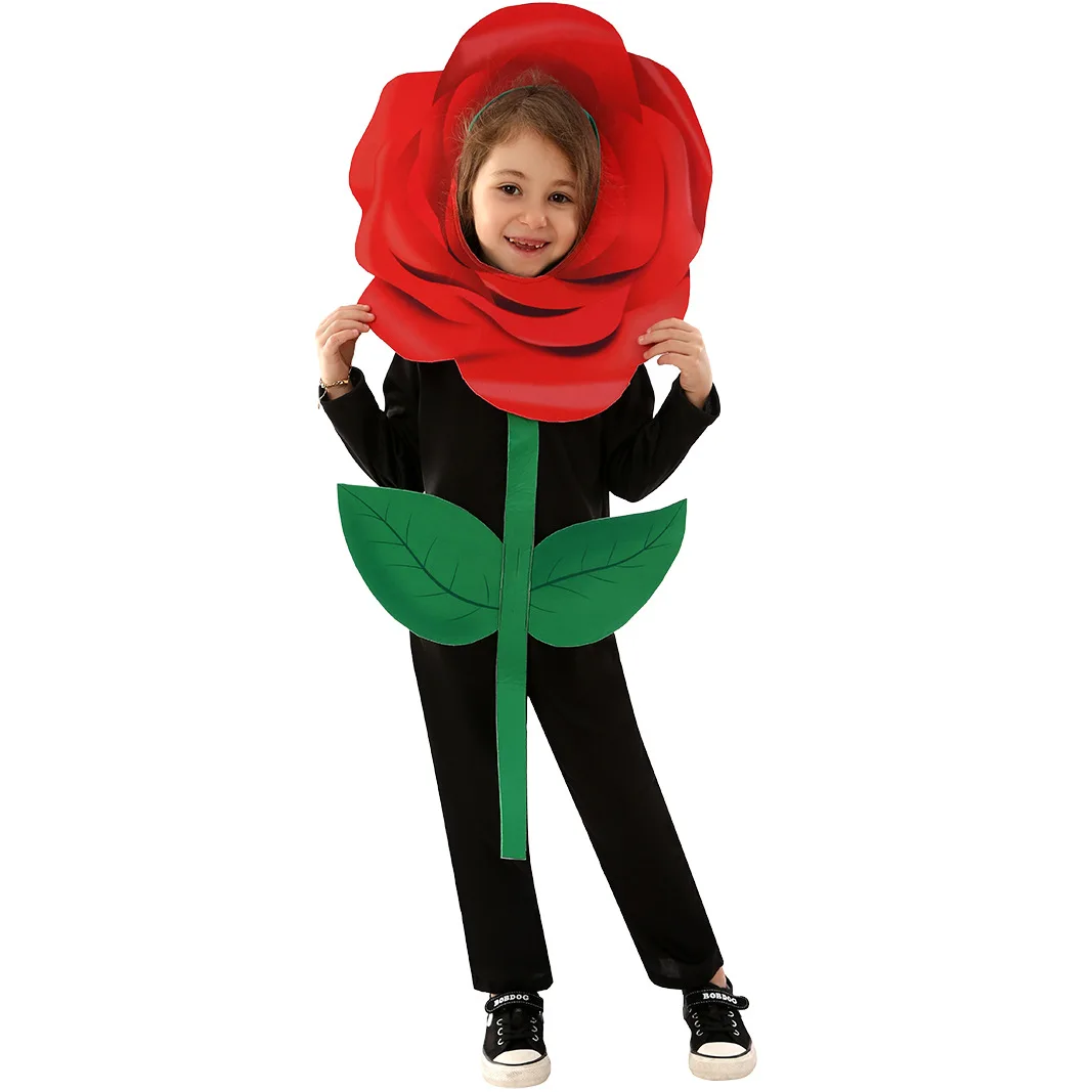 Bambini Cosplay Rose Costume san valentino Party Festival School Children Show Girl Cute Plant Onesies Holiday Party Clothes