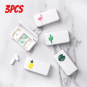 3 izgaralar Mini hap kutusu plastik seyahat ilaç kutusu sevimli küçük tablet hap makinesi depolama organizatör kutu tutucu konteyner dağıtıcı durumda