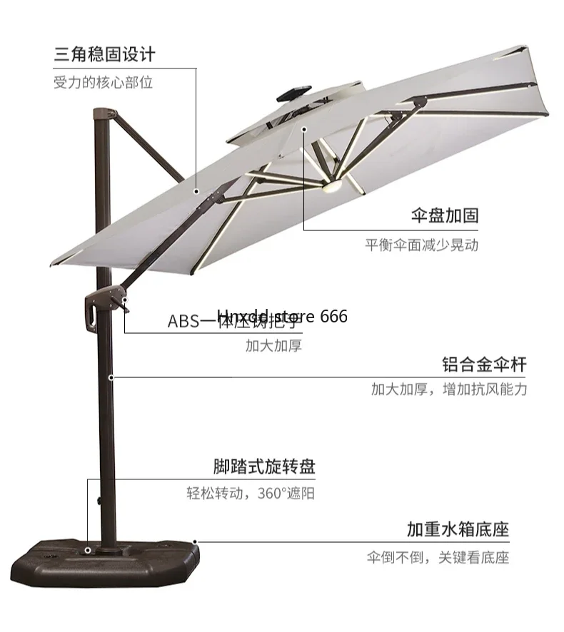 Parasol Solar LED Outdoor Roman Umbrella with Light