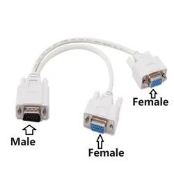 VGA SVGA 1 PC TO 2 MONITOR Male to 2 Dual Female Adapter Splitter Cable 15 PIN 1 Male VGA to 2 Female VGA Splitter Cable