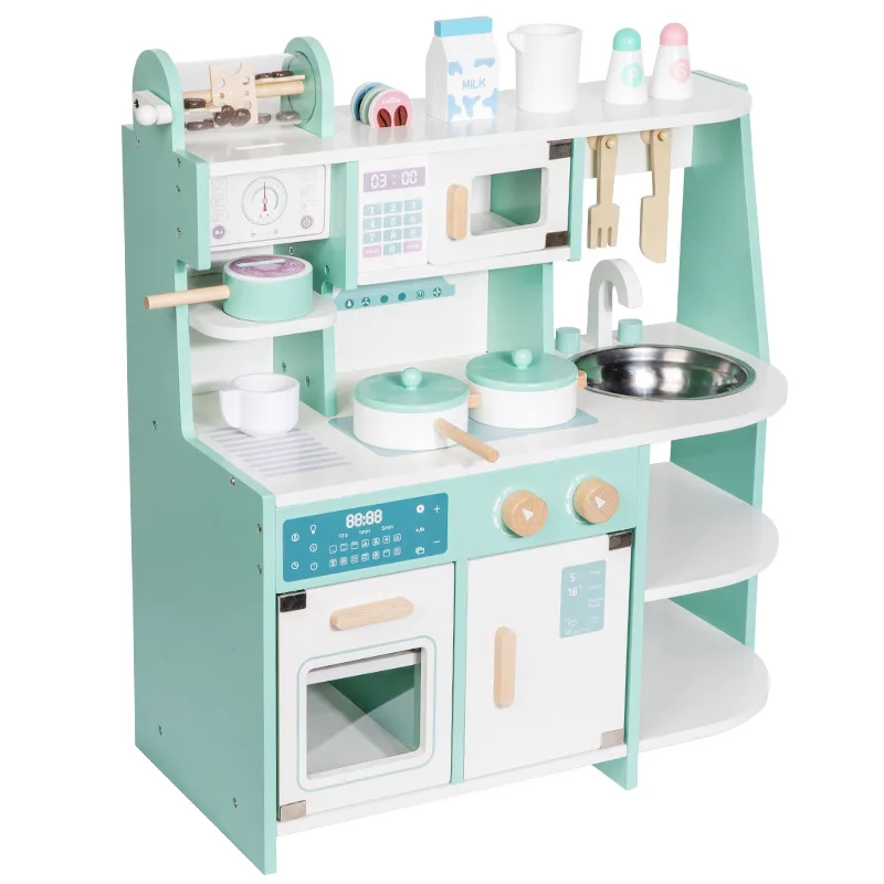 Wooden Children's Simulation Play House Kitchen Coffee Machine Stove