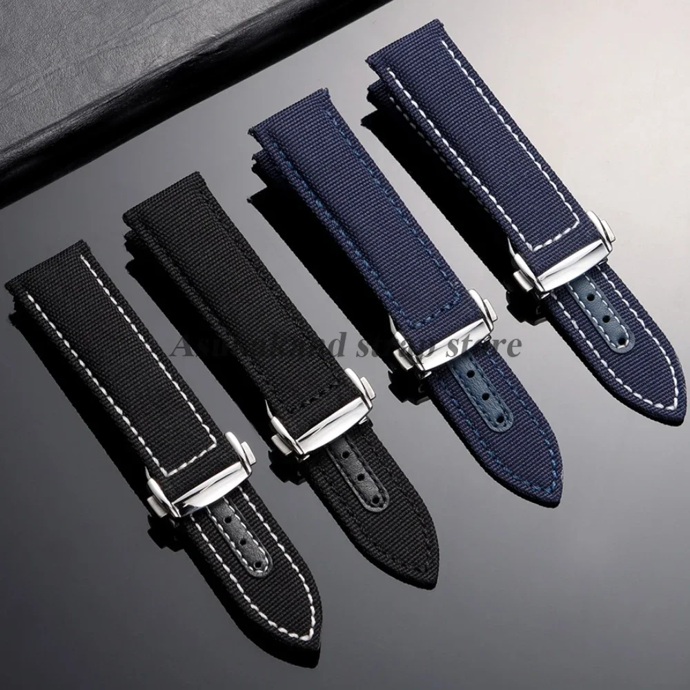 Canvas Nylon Watchband 20mm 22mm for Omega Seamaster 300 Watch Strap for Speedmaster AT150 Men's Sport Bracelets Folding Buckle