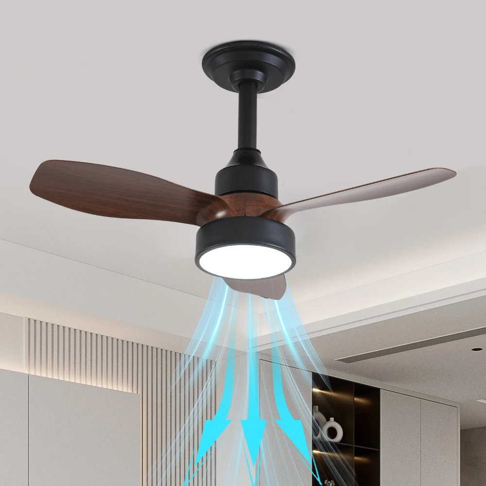 Indoor Modern Ceiling Fan Light White 3-leaf Reversible DC Motor with Remote Control Bedroom Dining Room LED Lighting Fan Light