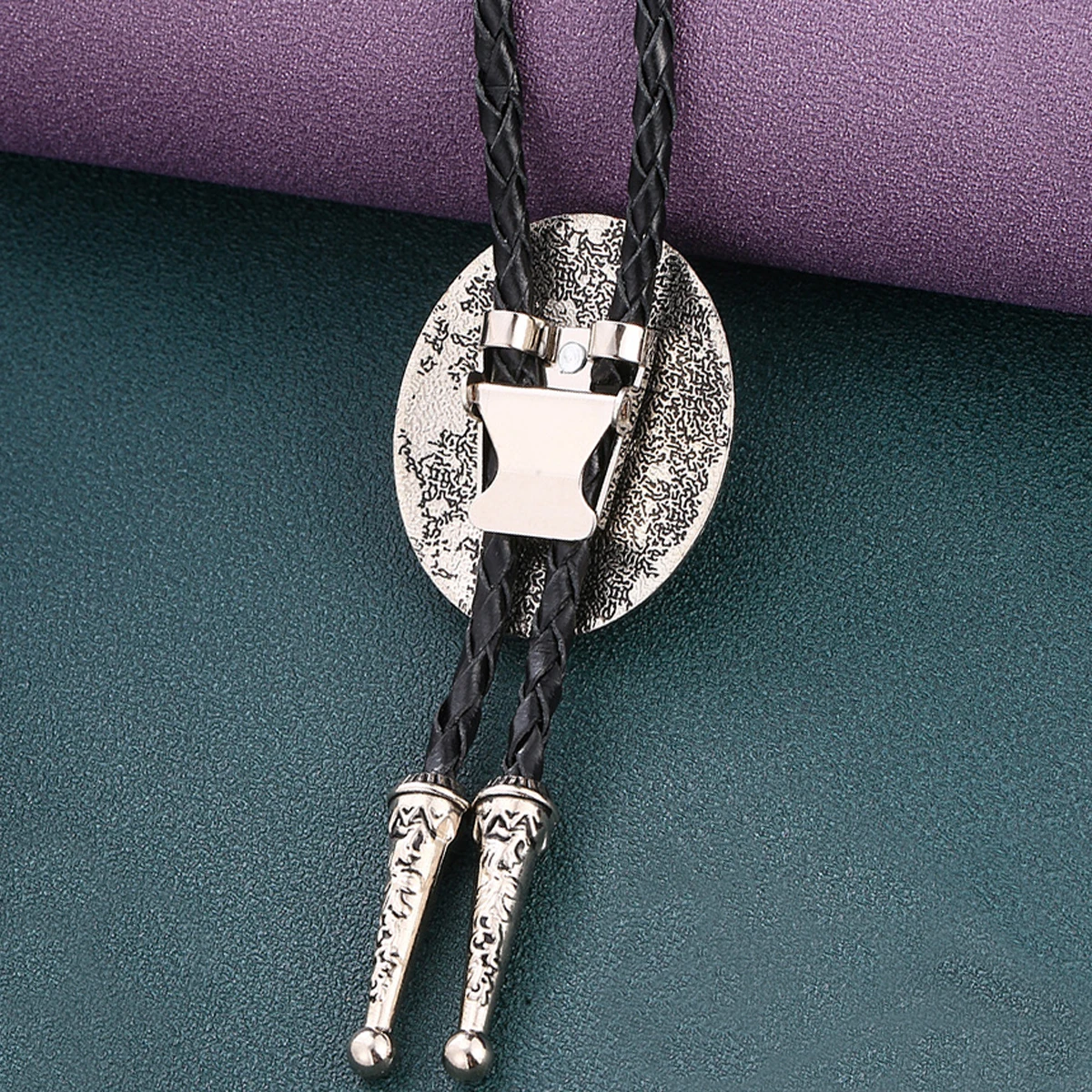 Sue Che Men's Retro Blue Stone ลายนูน Bolo Tie เครื่องประดับแฟชั่น
