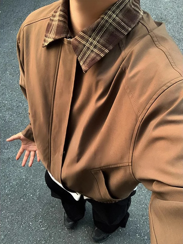 

Мужская куртка Detroit Plaid, осень 2024, модная городская теплая куртка с эффектом двухслойности, свободный крой, полиэстер/нейлон, композитное волокно