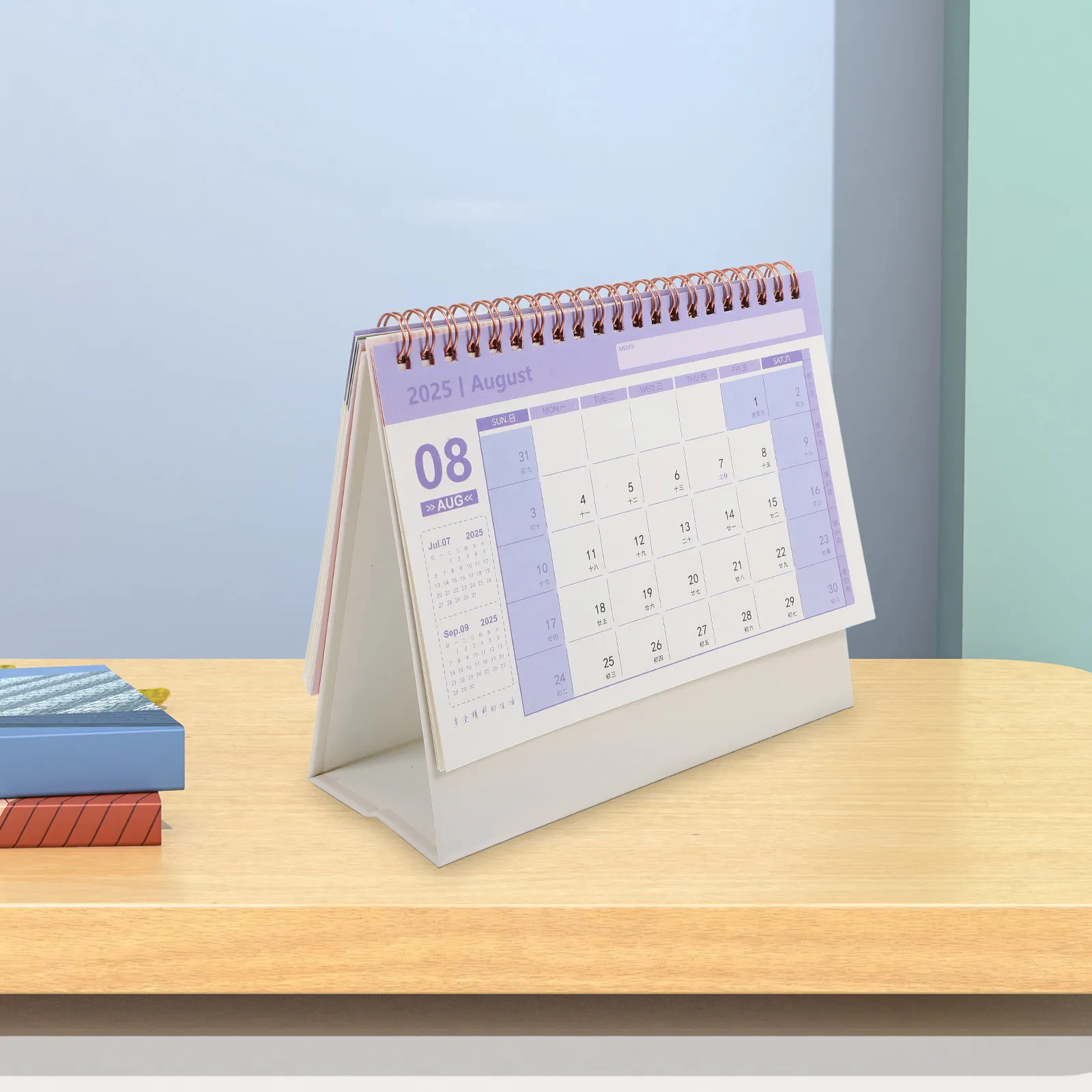 Foil Desktop Calendar Spiral Bound Thick Paper Modern Minimalist Office Desk Calendar for Productivity and Decor