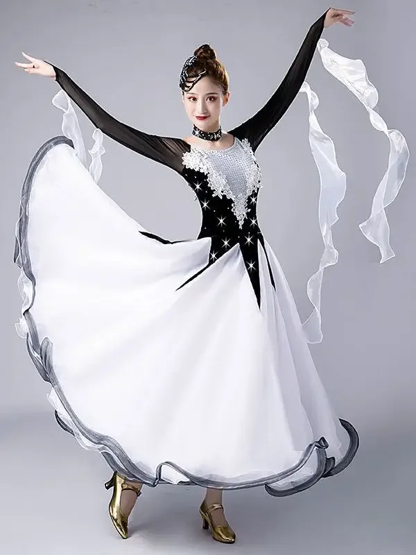 New Modern Dance Costume High-end Large International Style Of Ballroom Dancing Waltz Performance Competition Dress