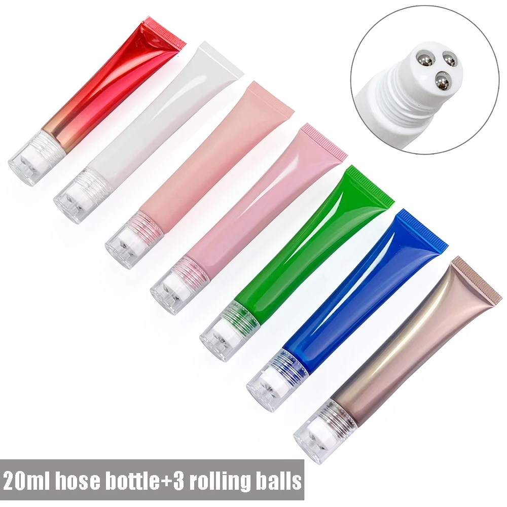 20ml Empty Eye Cream Blttle 3 Roller Ball Bottle Cosmetic Hose Perfume Liquids Container Refillable Bottles Squeeze Soft Tube