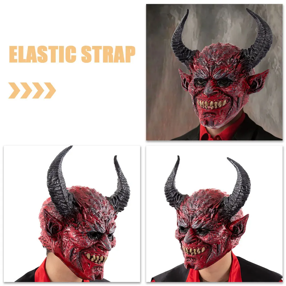 Masque en corne du diable, masque de démon complet pour Halloween, Cosplay, bête d'horreur, mascarade, Costume fantôme, conception de flux d'air en mousse