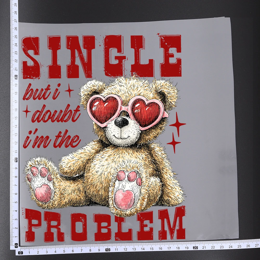 25CM Valentines Day Heart Love Bear Angel Heat Transfer Patches For Clothes DIY A-Level Washable Shirt Iron-on Thermal Stickers